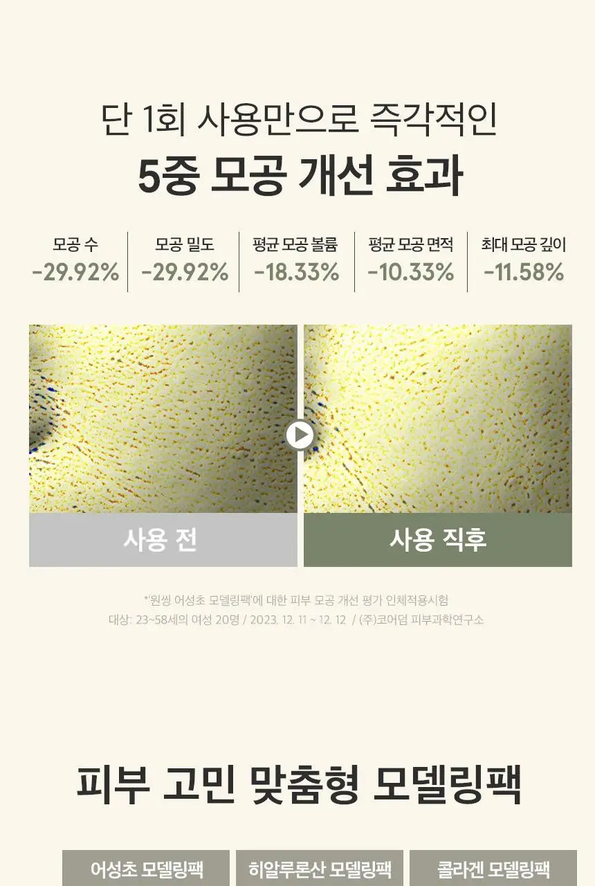 [5중모공개선] 원씽 히알루론산 모델링팩 7개입 상세페이지 3